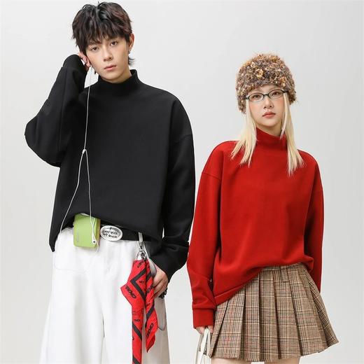 【德绒面料 高弹保暖 外穿内搭】半高领御寒落肩德绒卫衣（APW727） 商品图4