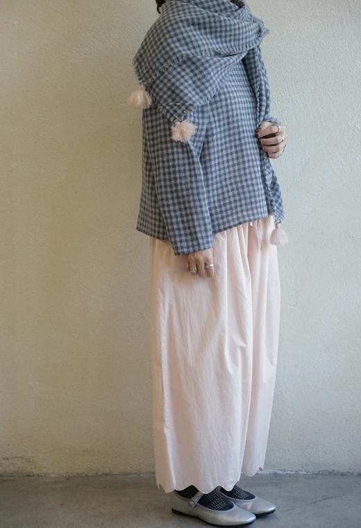 ROBE de PEAU 蓝格纹羊毛薄纱经典款上衣 商品图3