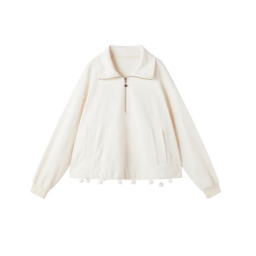 谜底半开领卫衣长袖2026年春季新品菱形提花俏皮小球女261MV0074 商品图4