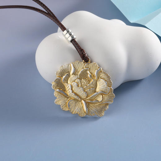 【宏艺珠宝】鎏金牡丹·足银挂坠 商品图1