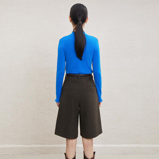 「自」全新升级【铂金会员257/天猫339/差价82】(22041)洛诗琳法式双色拼色半高领打底衫2025秋冬修身显瘦针织上衣 商品图2