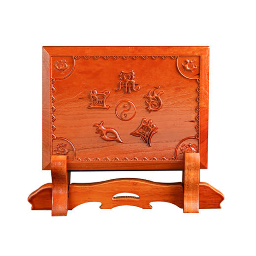 中式桃木五岳真形山海镇摆件四兽摆件带支架民俗装饰工艺品 商品图6