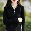 丁摩 100%纯羊毛连帽针织衫半拉链上衣  PY-5102 商品缩略图2