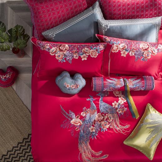 恐龙家纺TG 【凤求凰】涤棉大提花婚庆八件套 商品图3