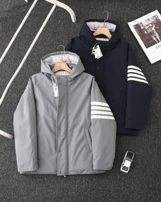 TB四杠荷包彩条80鹅绒羽绒情侣款加厚连帽羽绒服 商品图0