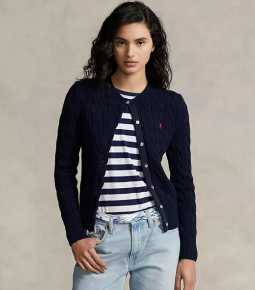 高品质！代工厂出！拉夫经典款纯棉麻花毛衣开衫 商品图1