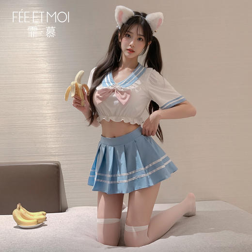 【盐系校花】霏慕纯爱校花甜美露腰分体装6908 商品图4