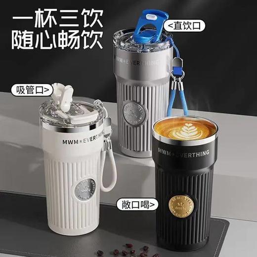 随行咖啡杯不锈钢保温杯男士高档随行商务吸管外带双饮保冷水杯 商品图1