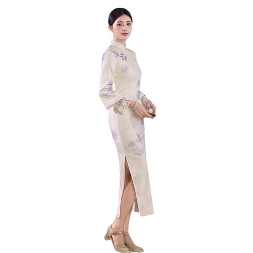 GX复古中国风提花加绒长款旗袍2025冬新款时尚改良年轻少女日常旗袍 商品图4