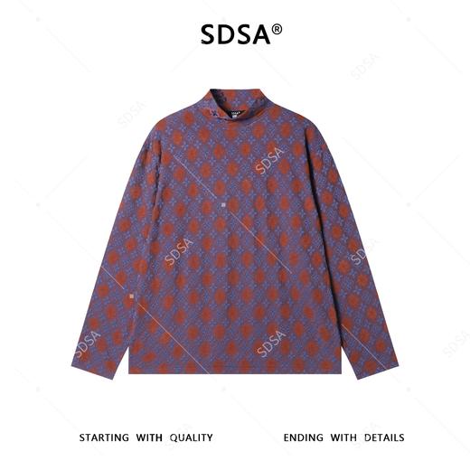 T5097SDSA男士秋冬新款痞帅男装简约撞色提花花卉立领长袖T恤百搭潮流 商品图1