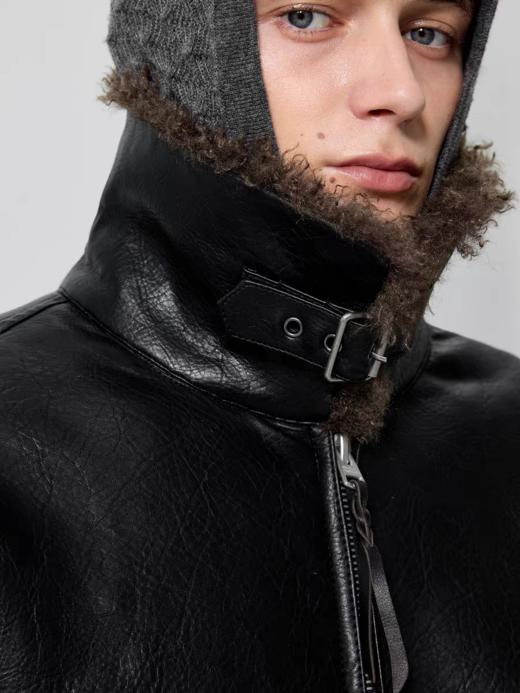 Simple Project/Y25241/皮毛一体翻领修身短夹克 商品图2