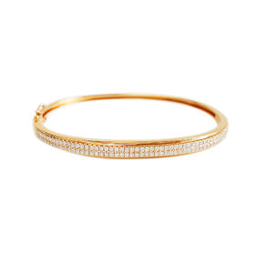 【天然正品】通灵珠宝AU750玫瑰金经典时尚群镶满天星钻石手镯57.5号（皆取最大值） 151225NJS27