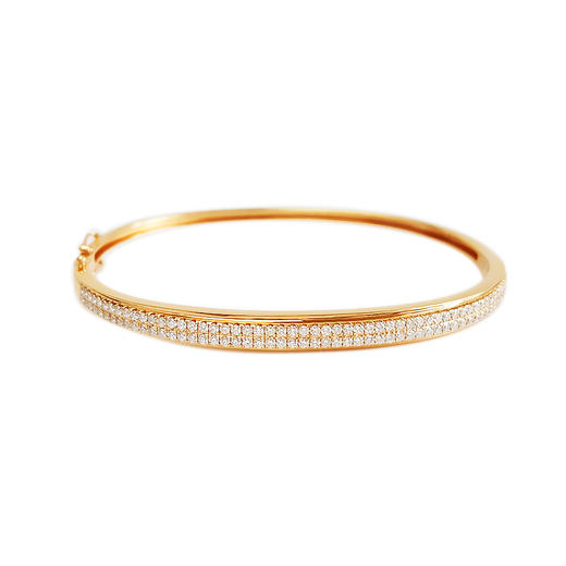 【天然正品】通灵珠宝AU750玫瑰金经典时尚群镶满天星钻石手镯57.5号（皆取最大值） 151225NJS27 商品图0