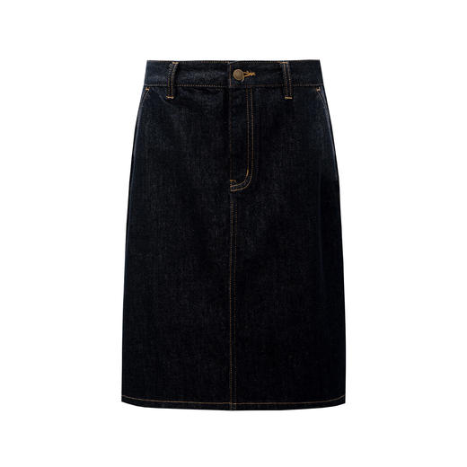 SELFWHO棉混纺复古原色风小马刺绣牛仔半身裙女2026春新款开叉裙 商品图4