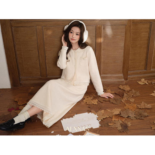 鹿向南「无声浪漫」小香风杏色气质外套高级感毛衣开衫上衣女秋季 商品图3