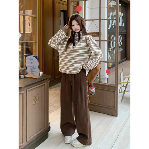 <曾小咸推荐>现货秒杀 ！微信超特价！韩系翻领条纹加绒卫衣 日常199.99 立减110 秒杀89.99！！ 商品图3