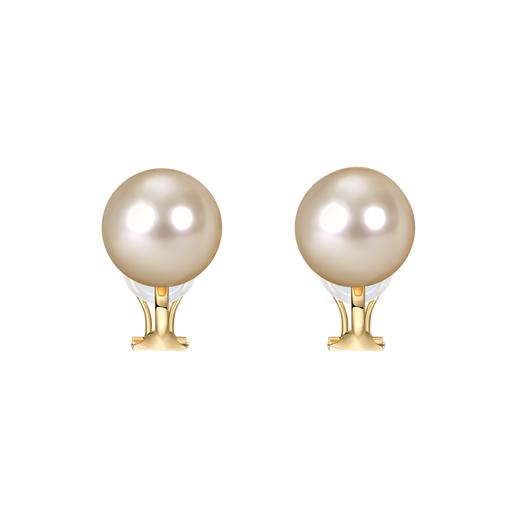 【挚友限定】(经典款)干枯玫瑰色 18K金南洋珍珠耳夹 扁圆形11-12mm 商品图5