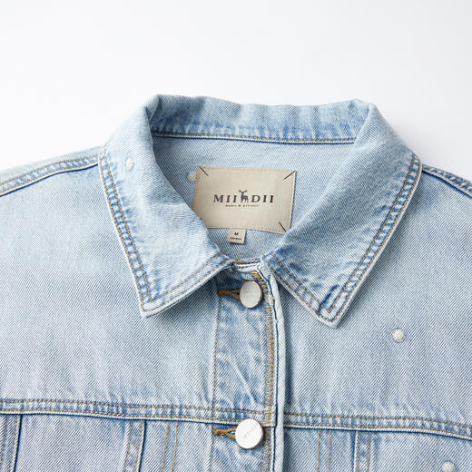 谜底大廓形牛仔外套长袖2026年春季新品柔软舒适圆点女261MW0060 商品图3