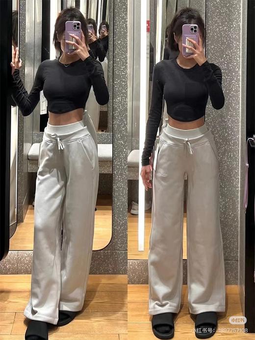 露露双层腰部高腰宽松阔腿裤 商品图0