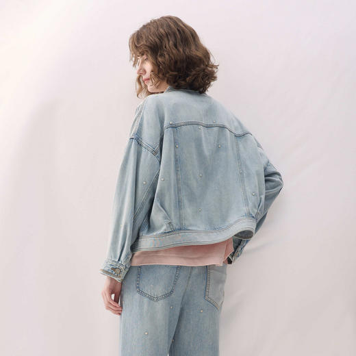 谜底大廓形牛仔外套长袖2026年春季新品柔软舒适圆点女261MW0060 商品图2