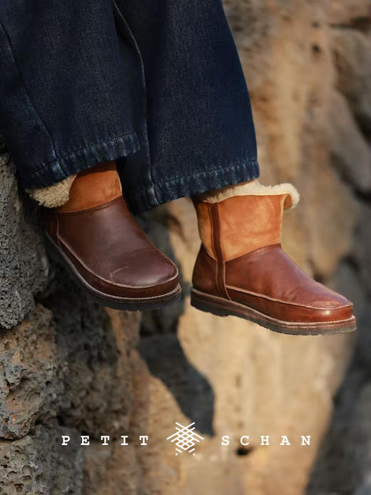 PETIT SCHAN小闪 SHO#003 Dedicated Practitioner 笃行者 意大利水洗马皮澳洲皮毛一体羊羔毛雪地靴 商品图0