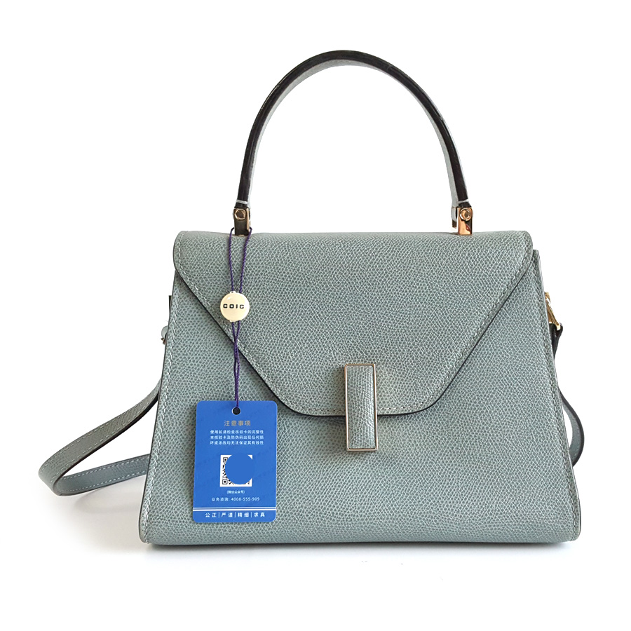 【95新】VALEXTRA万莱斯特Iside系列迷你雾霾蓝mini Iside手提单肩包女士 151225NJS08