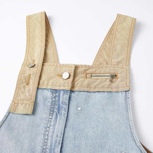 谜底牛仔连衣裙无袖2026春季新品拼色浅蓝洗水背带裙女261ML0052 商品图3