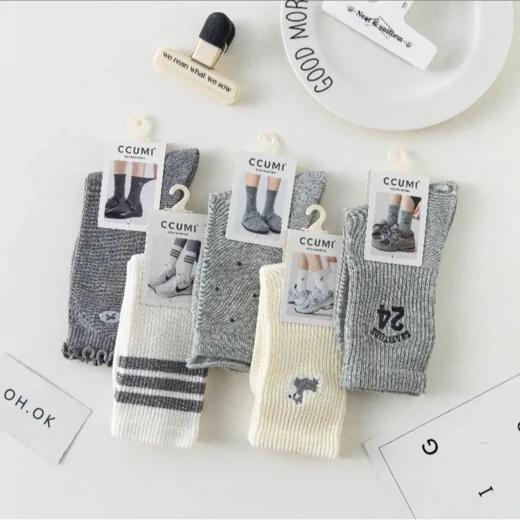 【超市】袜子图书馆C1U001-6C中筒女袜（格雷灰色系）1双 颜色随机 商品图0