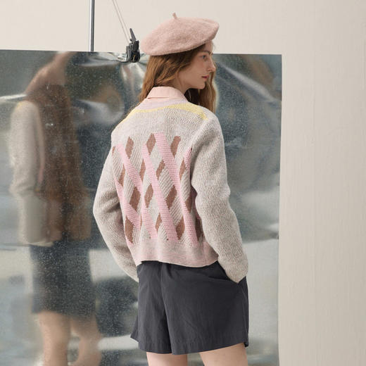 谜底针织开衫长袖2026年春季新品原创提花减龄H型毛衣女261MZ0318 商品图2