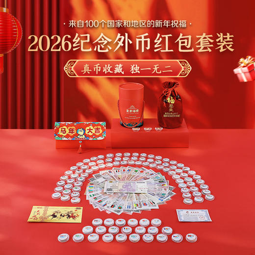 【2026年马到成功新年百国纪念外币红包套装】一款超绝的压岁钱神器，装着来自世界各地超百国的真钞外币 商品图2