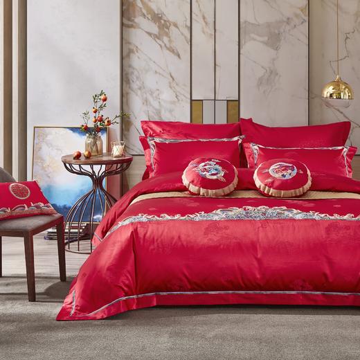 恐龙家纺XX 【锦绣良辰】涤棉染色+绣花婚庆八件套（线下专柜款） 商品图0