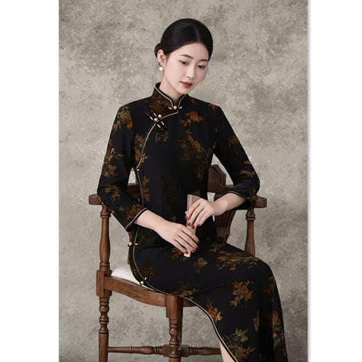 GX老上海复古中国风传统中式长款旗袍2025秋新款旗袍 商品图3