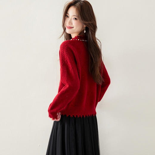 丁摩 慵懒风圆领毛衣女秋冬针织打底衫ML-2162 商品图3