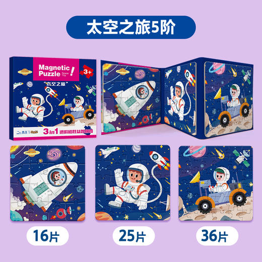 宝宝启蒙拼图礼盒系列-童话公主(32张大块拼图)  宝宝启蒙拼图礼盒16系列-童话公主大块拼图16张 3in1进阶磁吸益智拼图系列（太空之旅） 商品图5