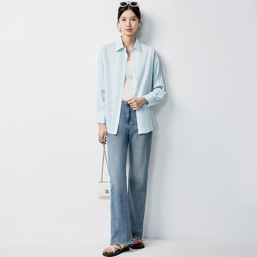 罗蒙女士长袖衬衫简约休闲百搭时尚气质优雅通勤长袖衬衣女 商品图7