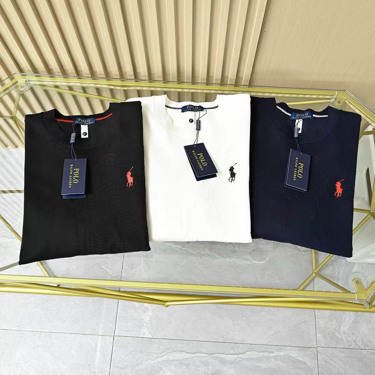 啦fu劳伦 男装 经典版圆领提花针织长袖T恤打底衫