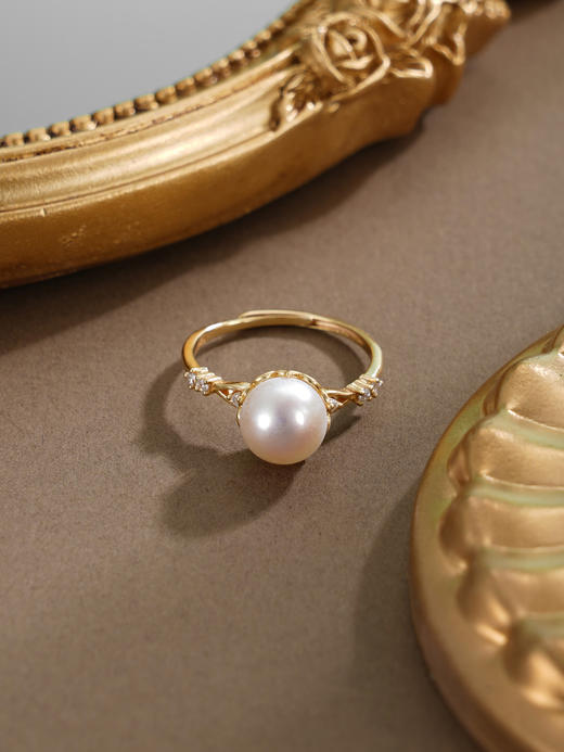 子佩集【指引之光】银S925珍珠戒指【HJYJZ005】8mm珠镀金箭头2512 商品图3