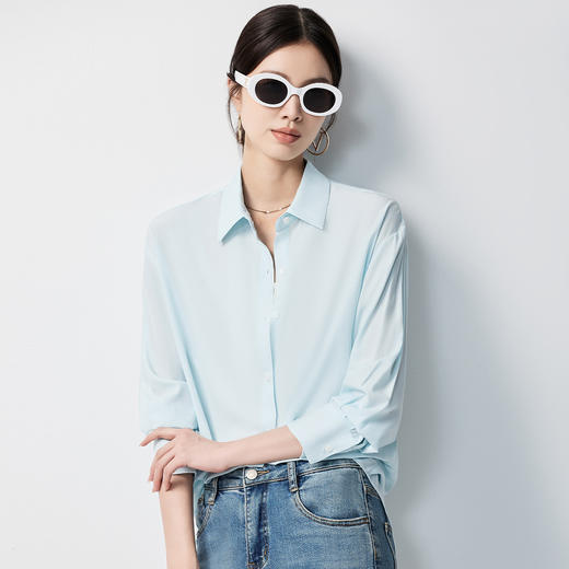 罗蒙女士长袖衬衫简约休闲百搭时尚气质优雅通勤长袖衬衣女 商品图3