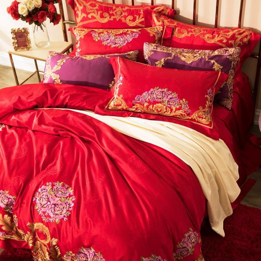 恐龙家纺XX 【芳馨唯爱】涤棉大提花婚庆九件套（线下专柜款） 商品图1