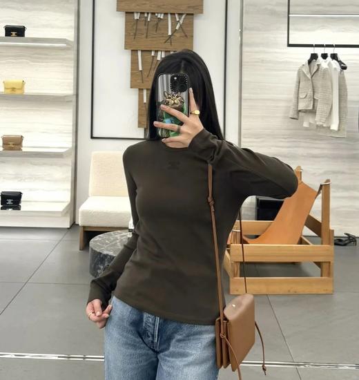 福利款  重磅渠道 26早春新款 Cel超弹针织打底长袖衫 凯旋门刺绣Logo  贸y公司   客供纯棉氨纶面料 商品图1