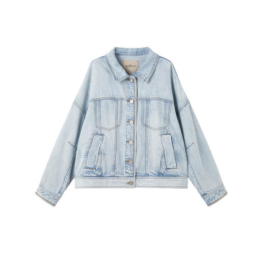 谜底大廓形牛仔外套长袖2026年春季新品柔软舒适圆点女261MW0060 商品图4