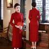 GX旗袍敬酒服姐妹聚会回娘家中式大码红色2025冬季新款加绒婚宴旗袍 商品缩略图1