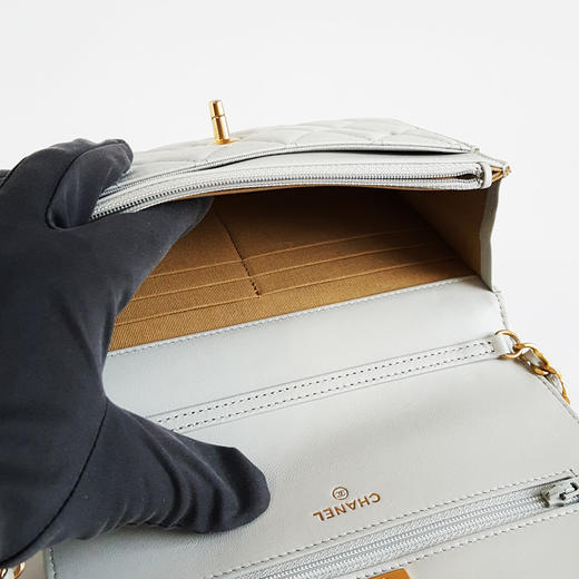 【95新】CHANEL香奈儿AP1450 B02916 NL30323C浅灰蓝色金球woc链条包单肩斜挎包女士 151225NJS20 商品图7