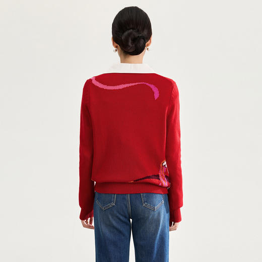 「高货wl」全新升级【铂金会员330/天猫439/差价109】(05837)洛诗琳气质提花羊毛衫2025秋冬新款生肖提花针织上衣女 商品图2