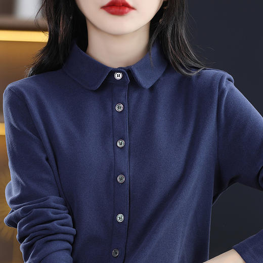 百媚生 加厚双面德绒衬衫女秋冬磨毛上衣ZW8235 商品图2