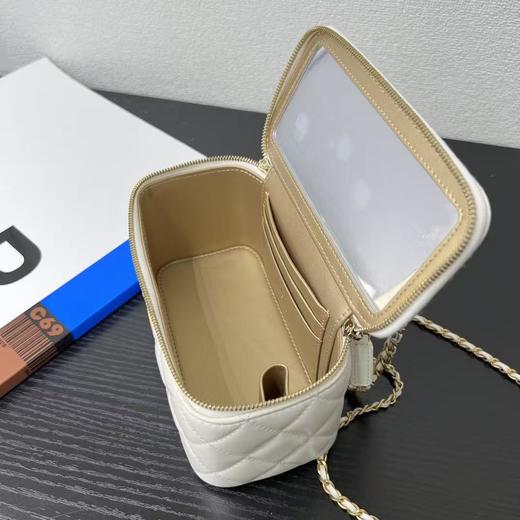 香奈儿 25S 双金珠 盒子包 化妆包 油蜡牛皮（LZ） 商品图5