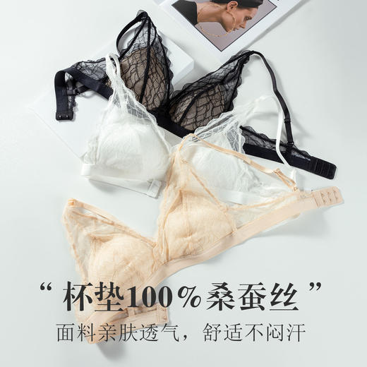 丁摩 真丝超薄杯垫亲肤透气文胸深V内衣S286 商品图0