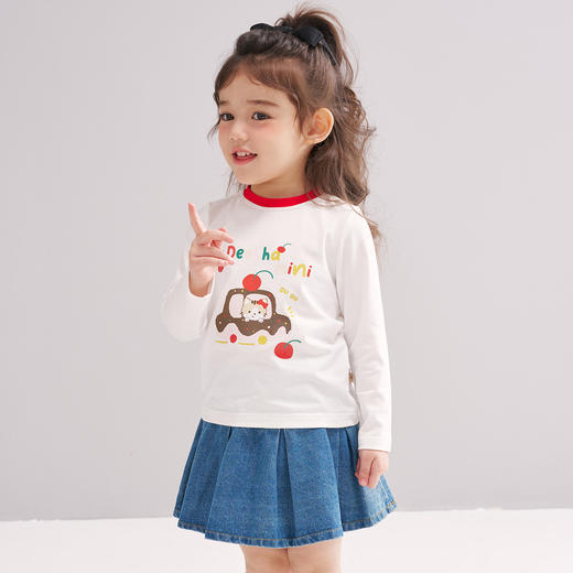 笛莎Deesha 2026春季女童可爱休闲趣味印花基础长袖T恤 商品图1
