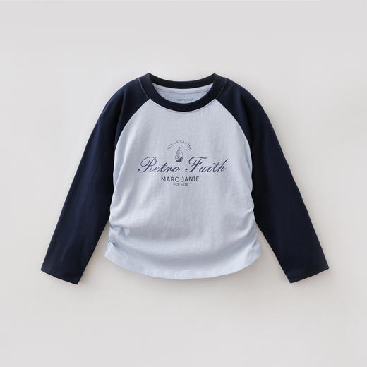 马克珍妮航海乐章女童撞色抽褶T恤2026年春装新款560160 商品图2