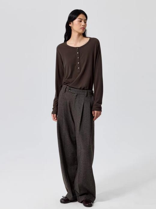 Simple Project/K25268/条纹羊毛锥形西裤 商品图2